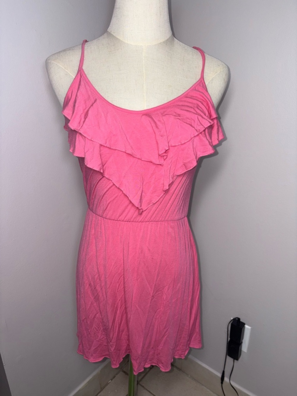 Victoria’s Secret Pink Ruffle Swimsuit Cover Up Mini Tank Dress Coquette Size XS